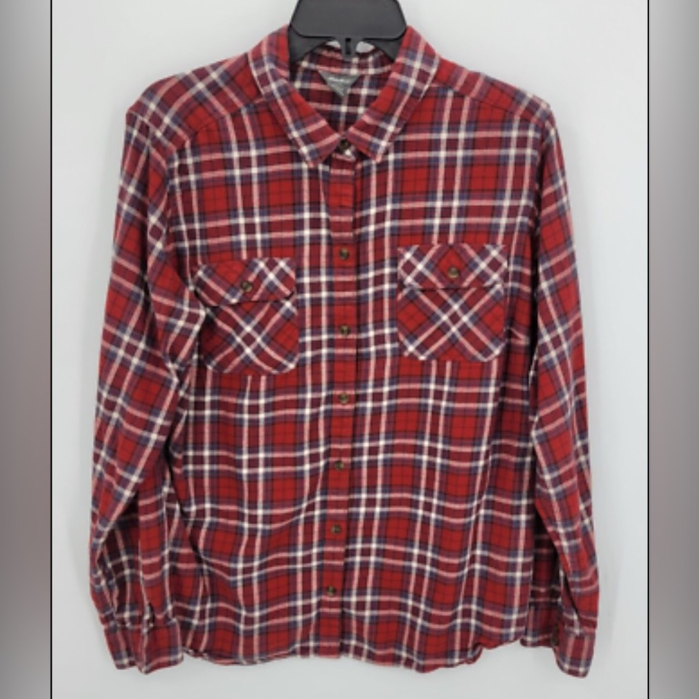 Eddie Bower Women’s Size Medium Red Plaid Flannel Long Sleeve Western Gorpcore